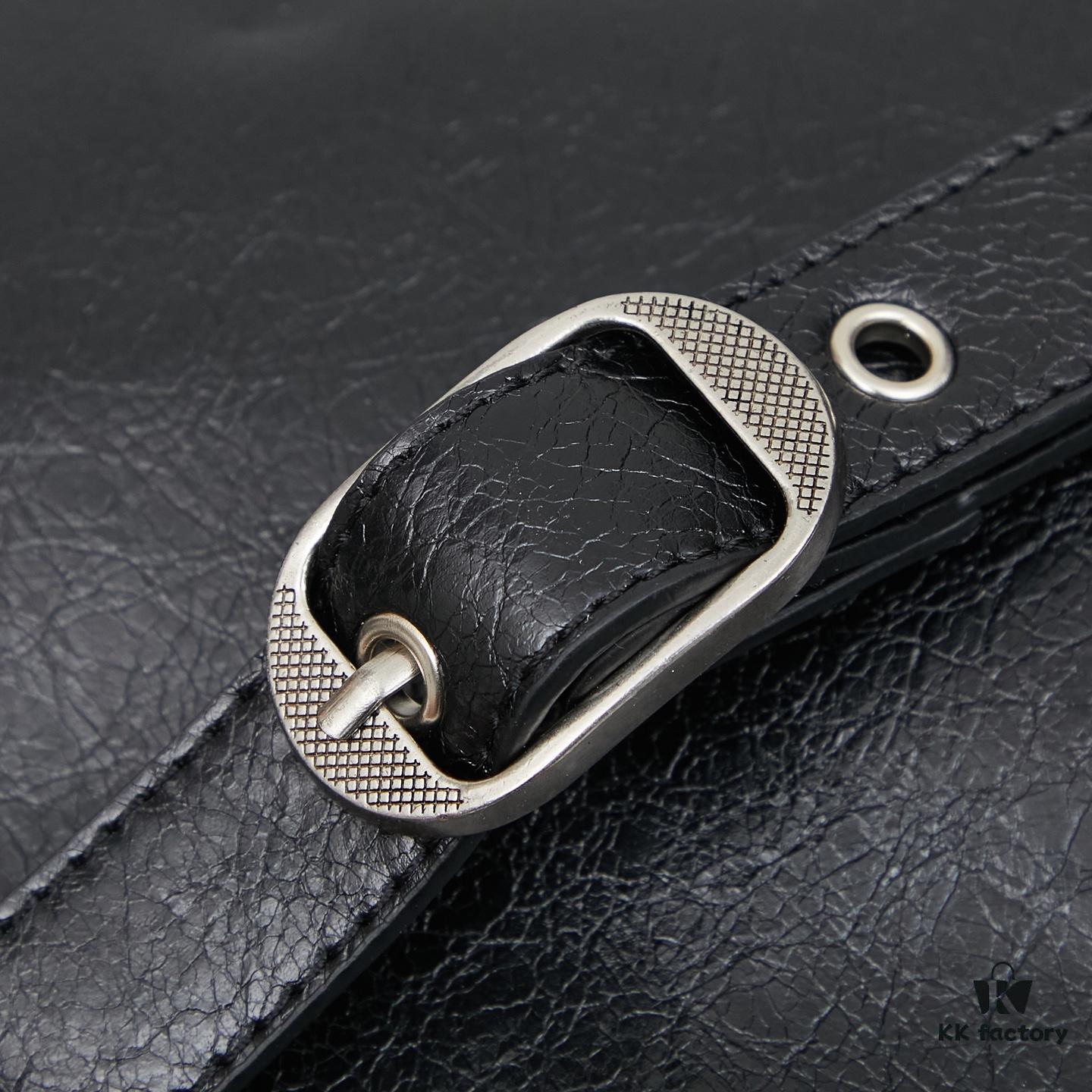 Balenciaga LE CAGOLE ||| LE CAGOLE MEN Medium Waist Bag in Black Fine-Grained Lambskin