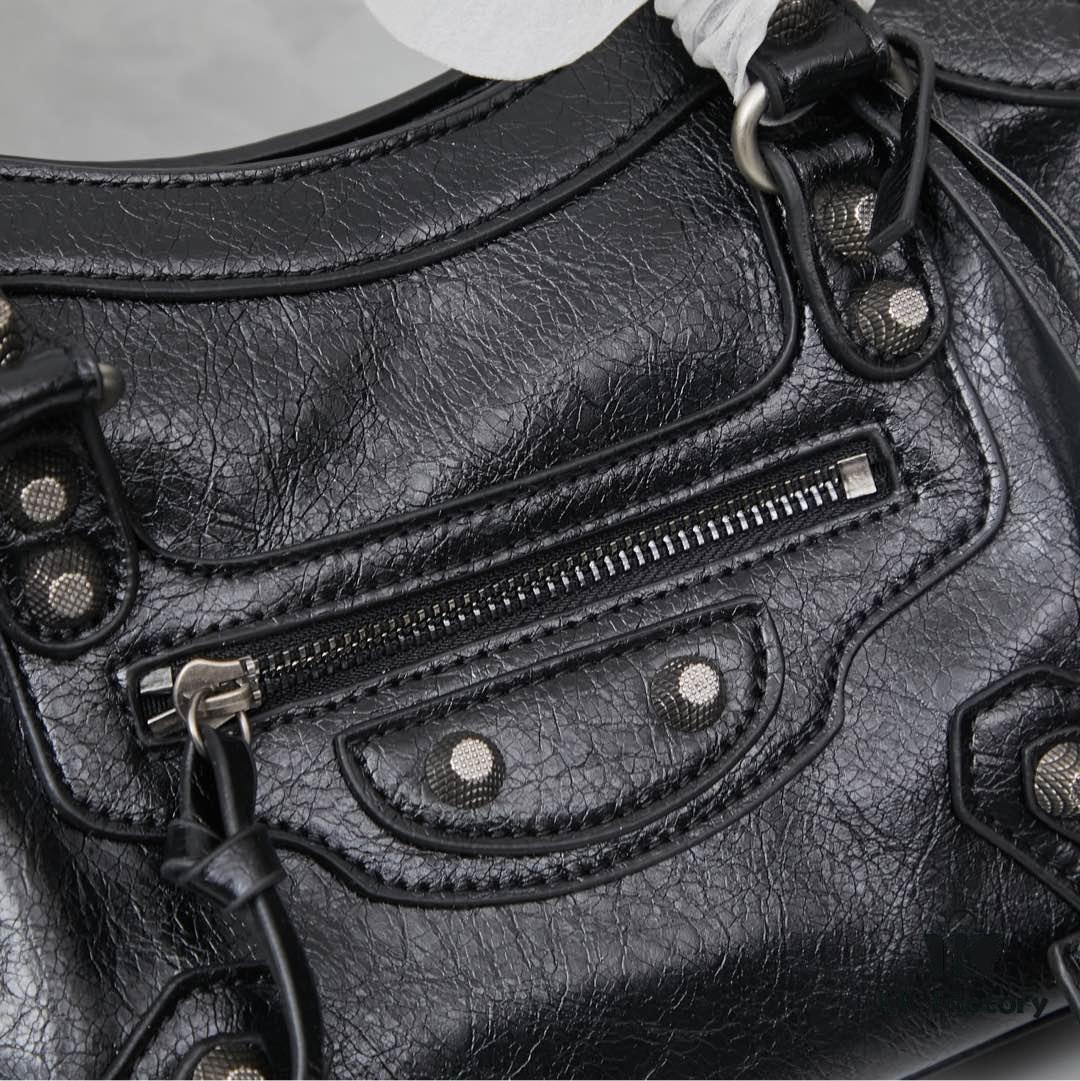 Small Silver Buckle Balenciaga Motorcycle Bag with Box - Gaint City Series