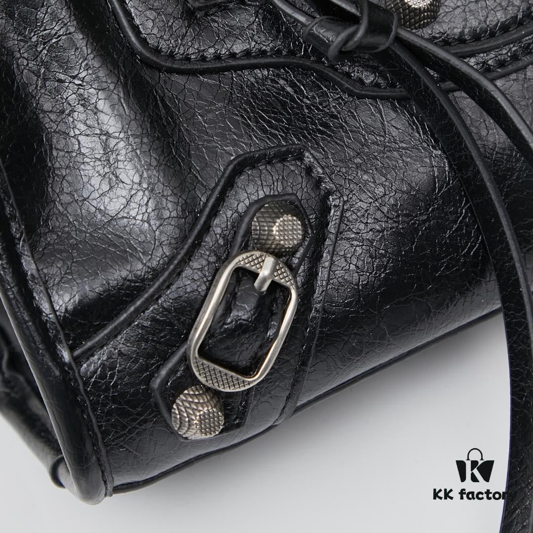 Small Silver Buckle Balenciaga Motorcycle Bag with Box - Gaint City Series