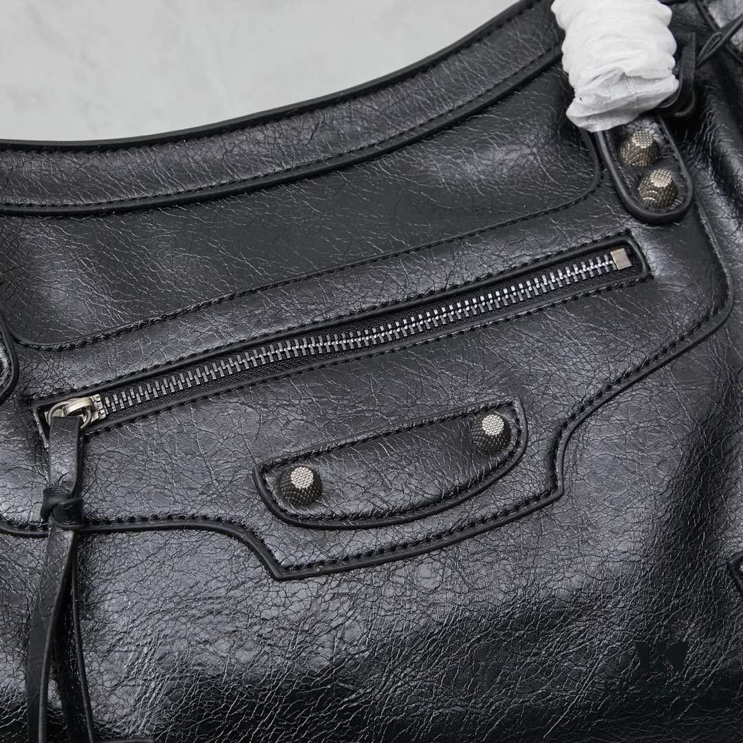 Large Silver Buckle Balenciaga Motorcycle Bag with Box