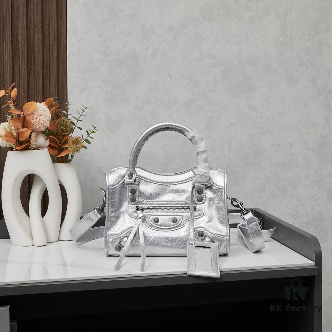 Small Silver Buckle BALENCIAGA Motorcycle Bag with Box