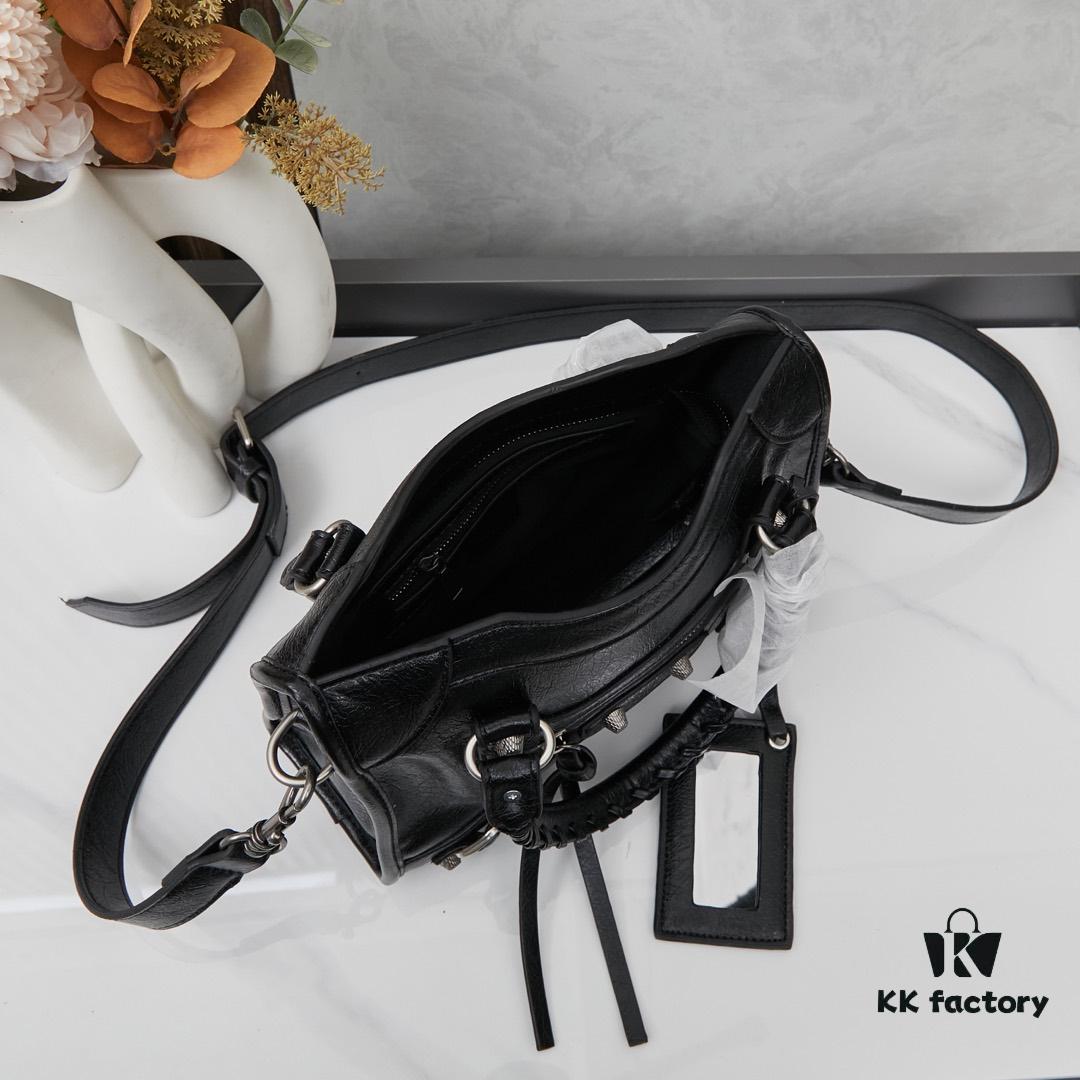 Small Silver Buckle Balenciaga Motorcycle Bag with Box - Gaint City Series