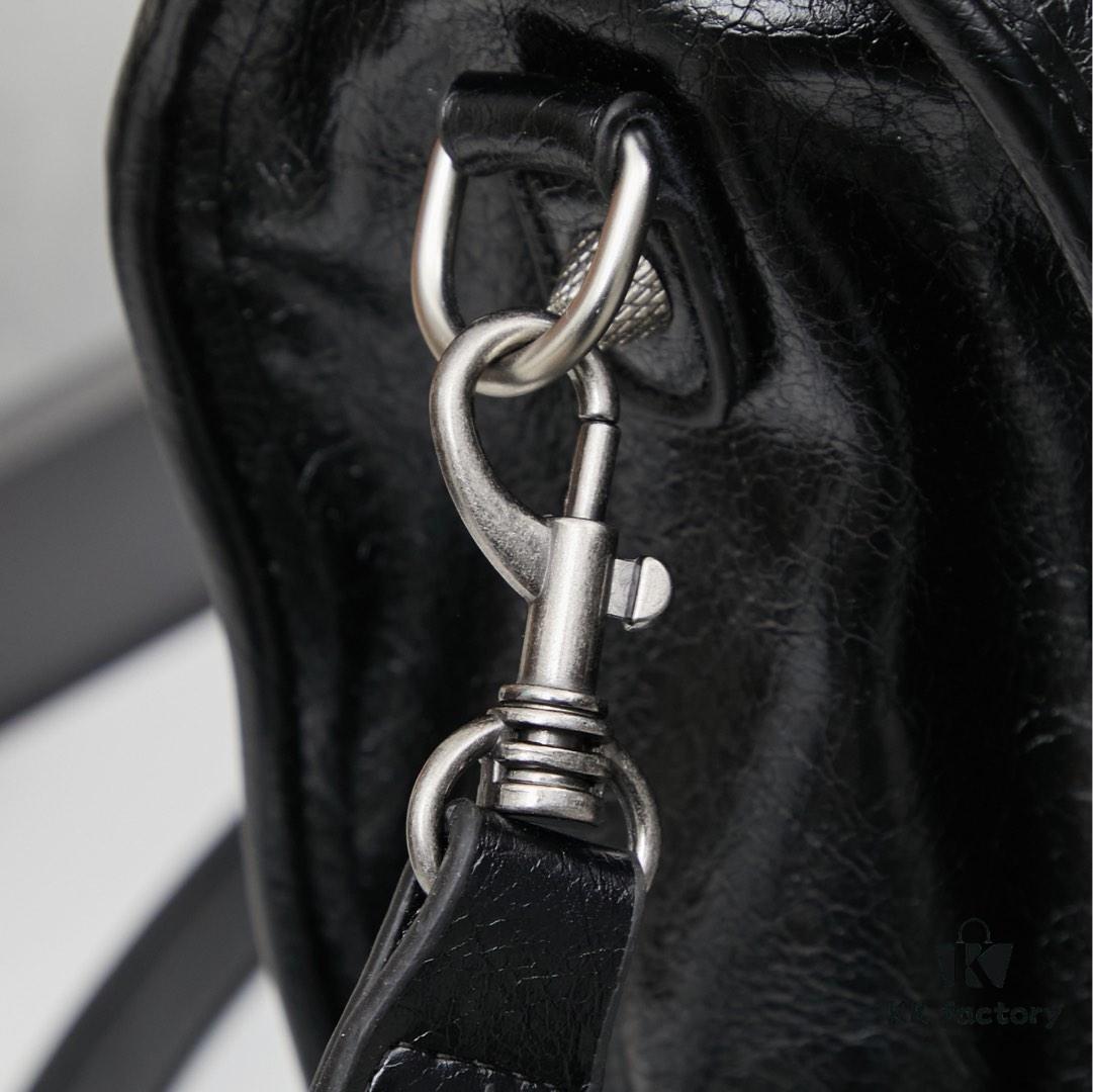 Large Silver Buckle Balenciaga Motorcycle Bag with Box