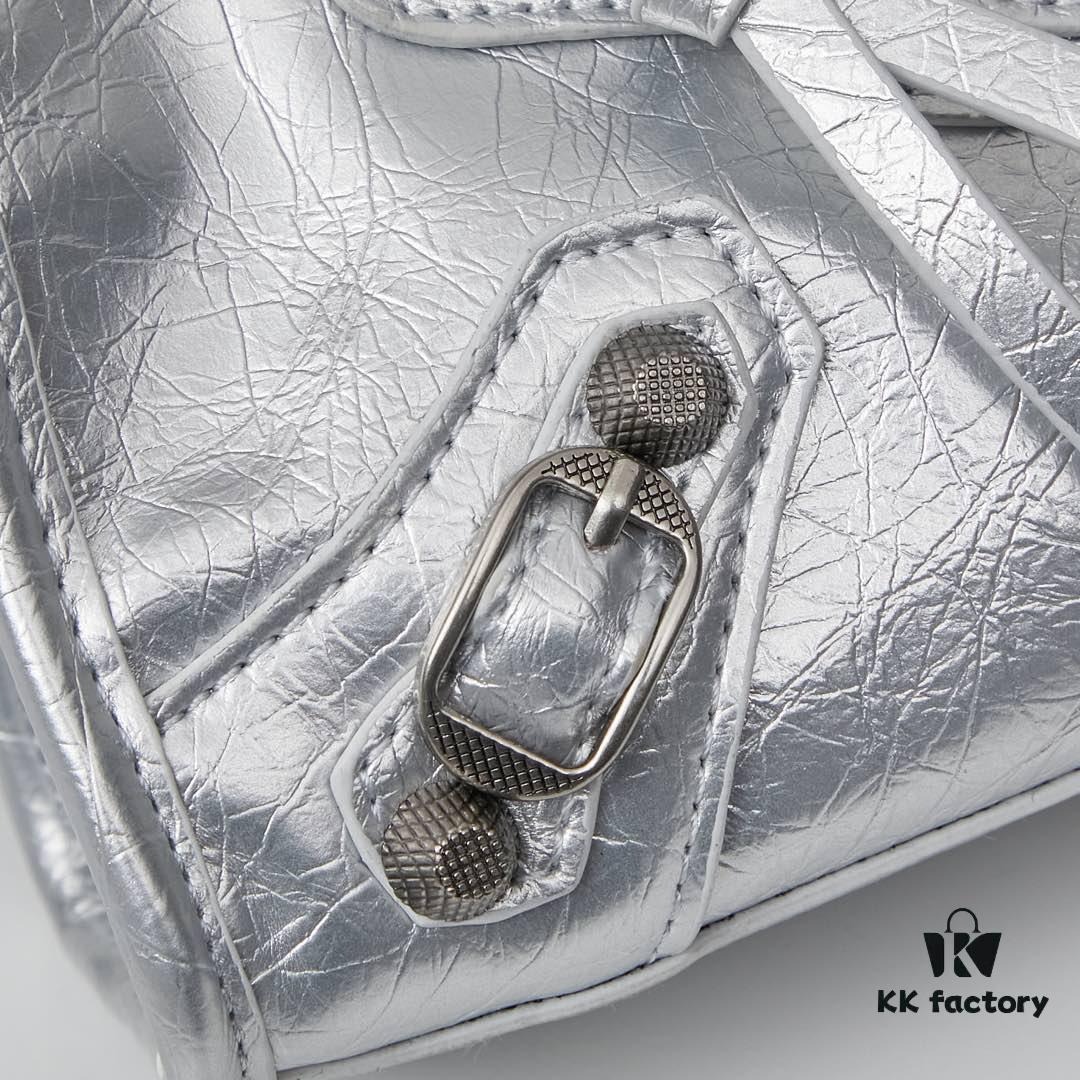 Small Silver Buckle BALENCIAGA Motorcycle Bag with Box
