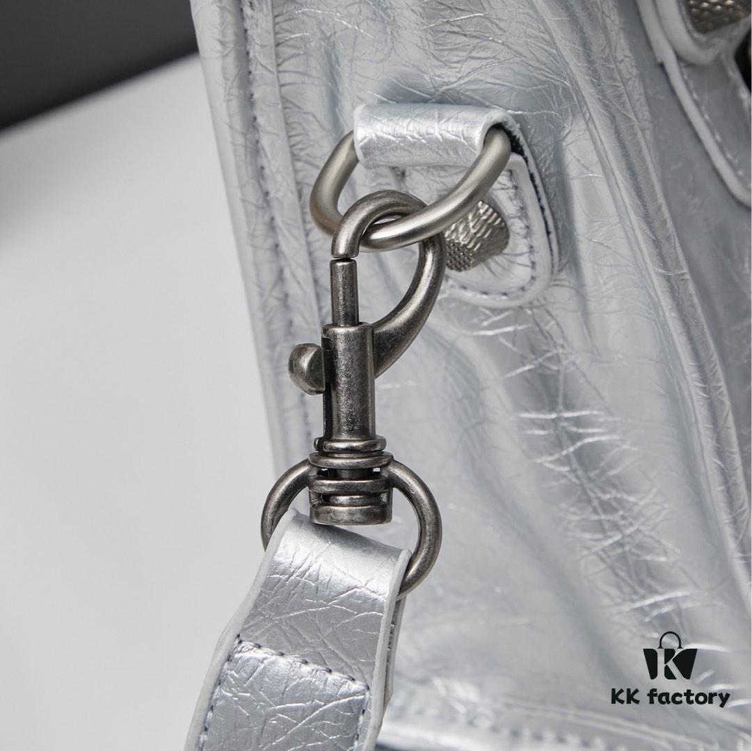 Small Silver Buckle BALENCIAGA Motorcycle Bag with Box