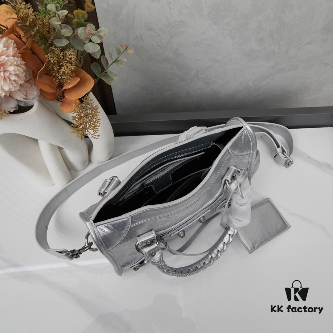 Small Silver Buckle BALENCIAGA Motorcycle Bag with Box