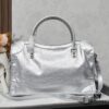 Large Silver Buckle Balenciaga Motorcycle Bag with Box - Gaint City Series