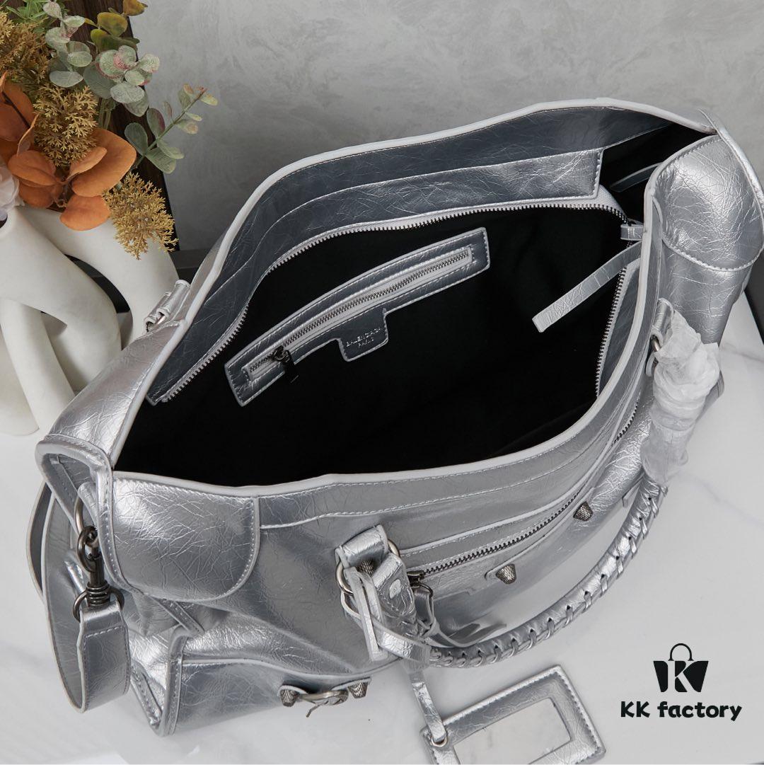 Large Silver Buckle Balenciaga Motorcycle Bag with Box - Gaint City Series