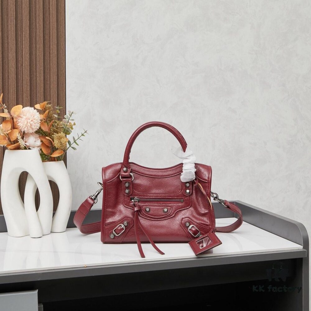 Small Silver Buckle Balenciaga Motorcycle Bag with Box - Gaint City Collection