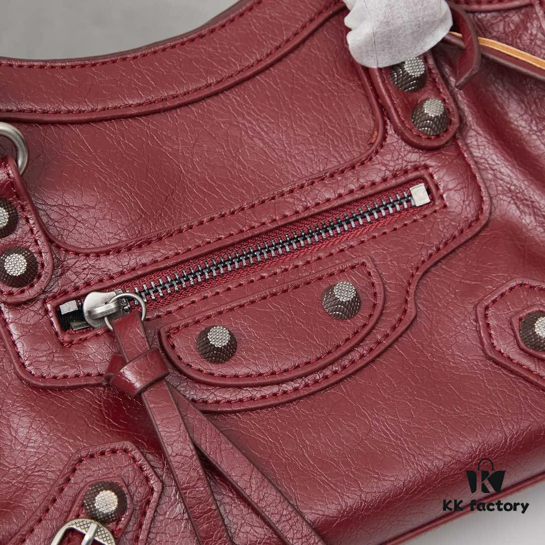 Small Silver Buckle Balenciaga Motorcycle Bag with Box