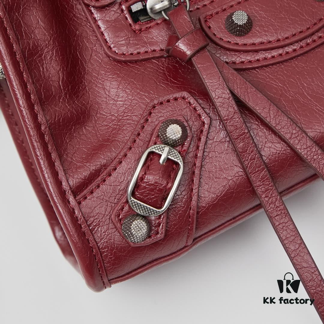 Small Silver Buckle Balenciaga Motorcycle Bag with Box