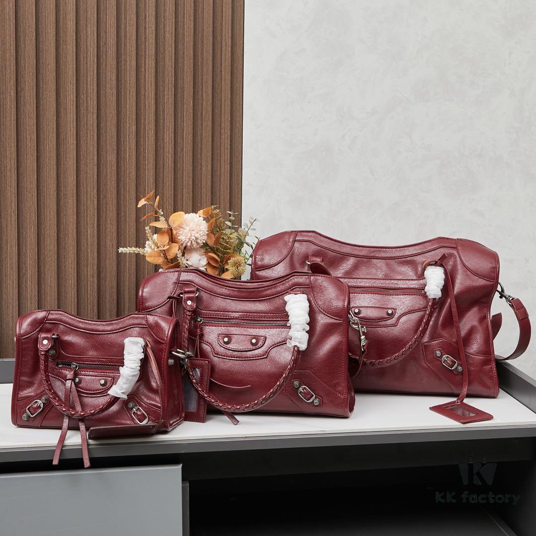 Balenciaga Motorcycle Bag in Medium Size with Silver Buckle, Includes Box