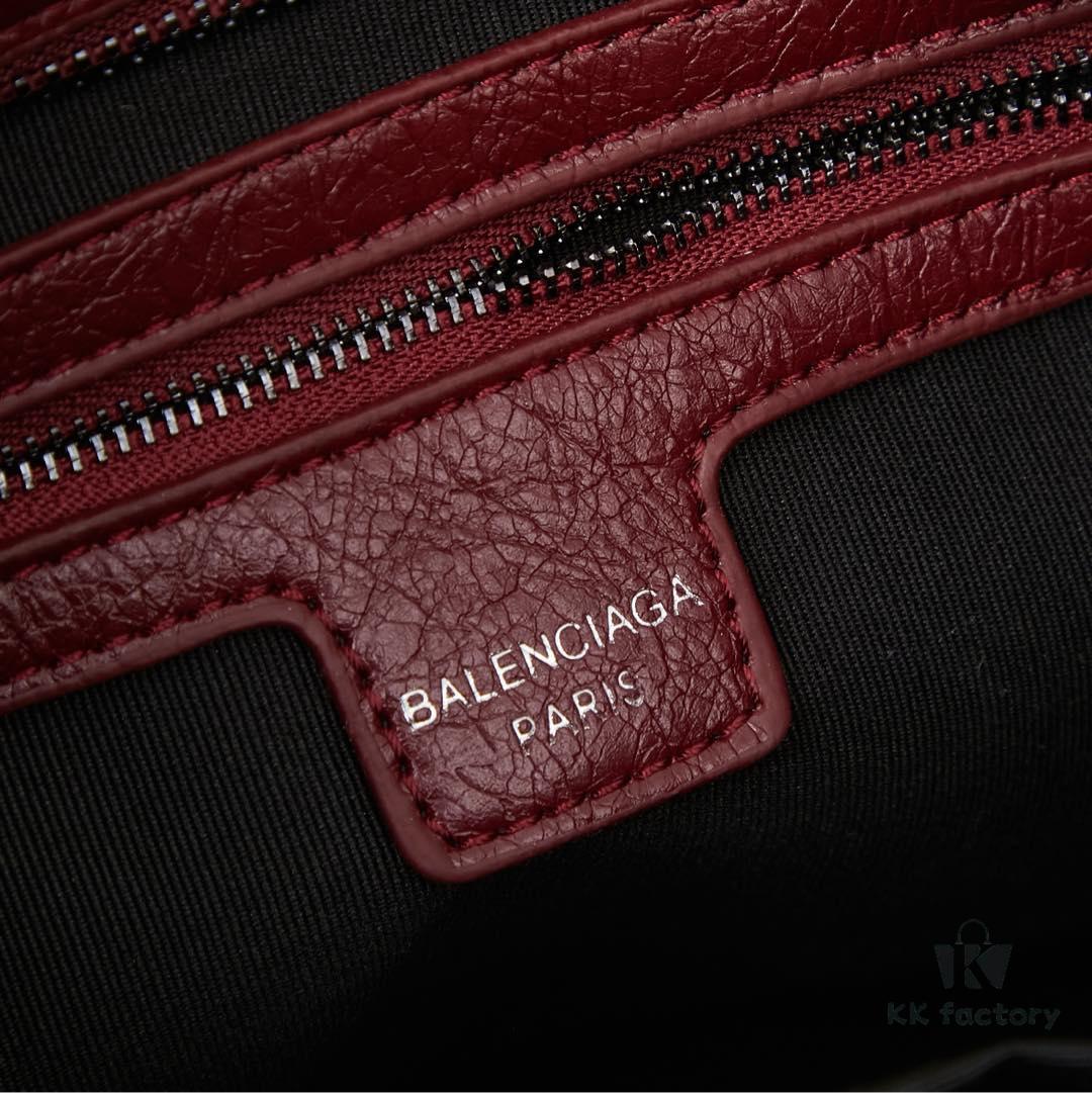 Balenciaga Motorcycle Bag in Medium Size with Silver Buckle, Includes Box