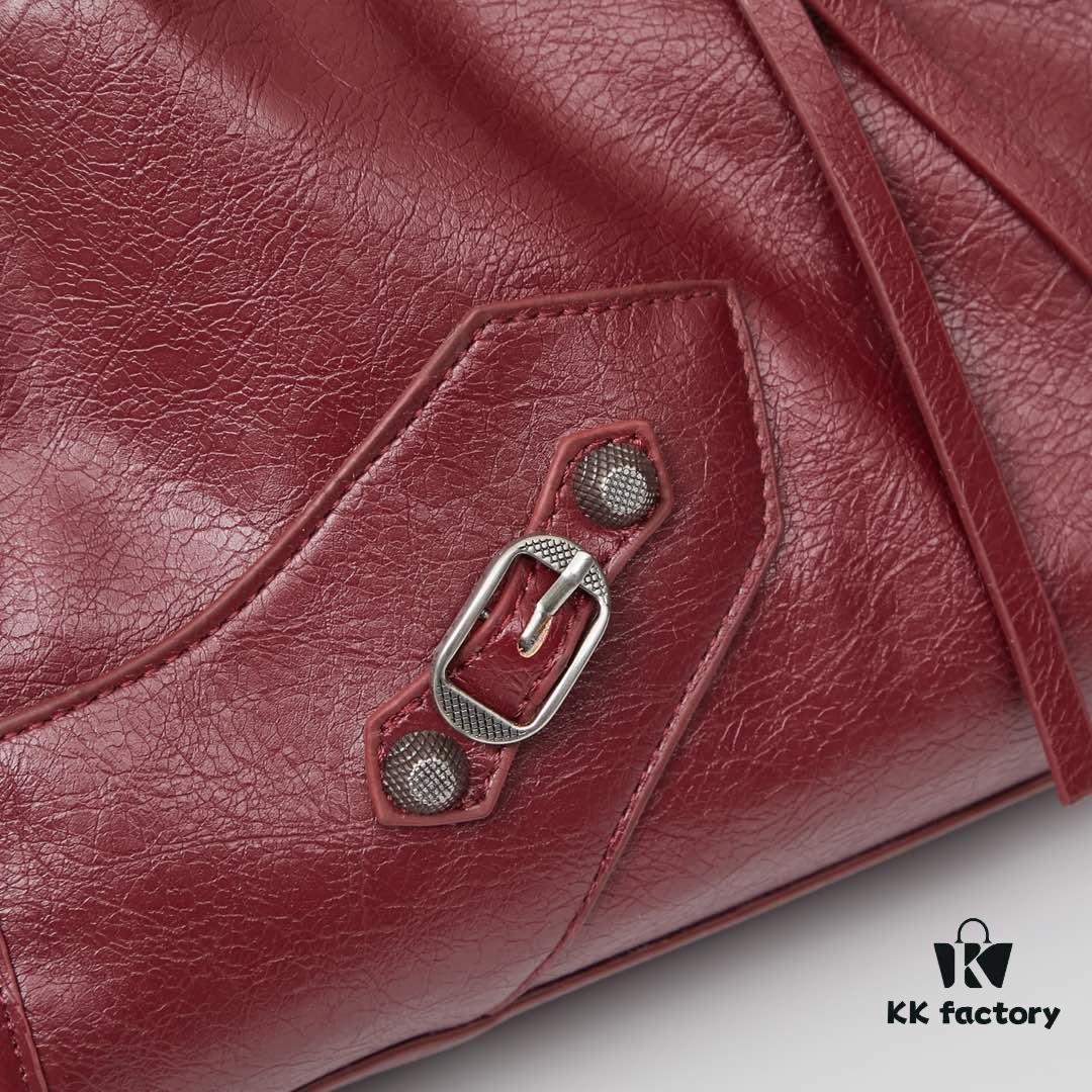 Large Silver Buckle Balenciaga Motorcycle Bag with Box