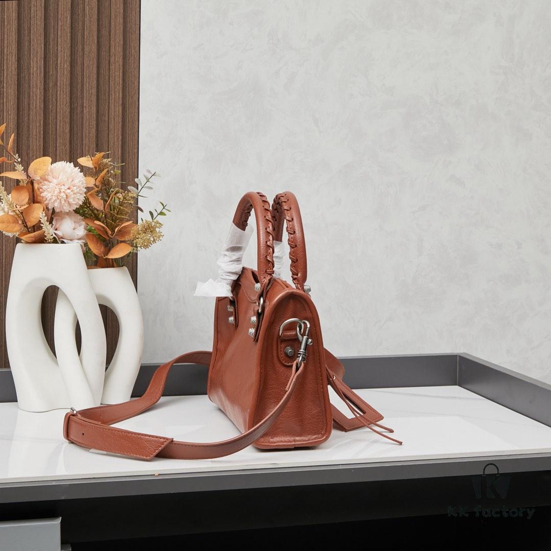 Small Silver Buckle Balenciaga Motorcycle Bag with Box