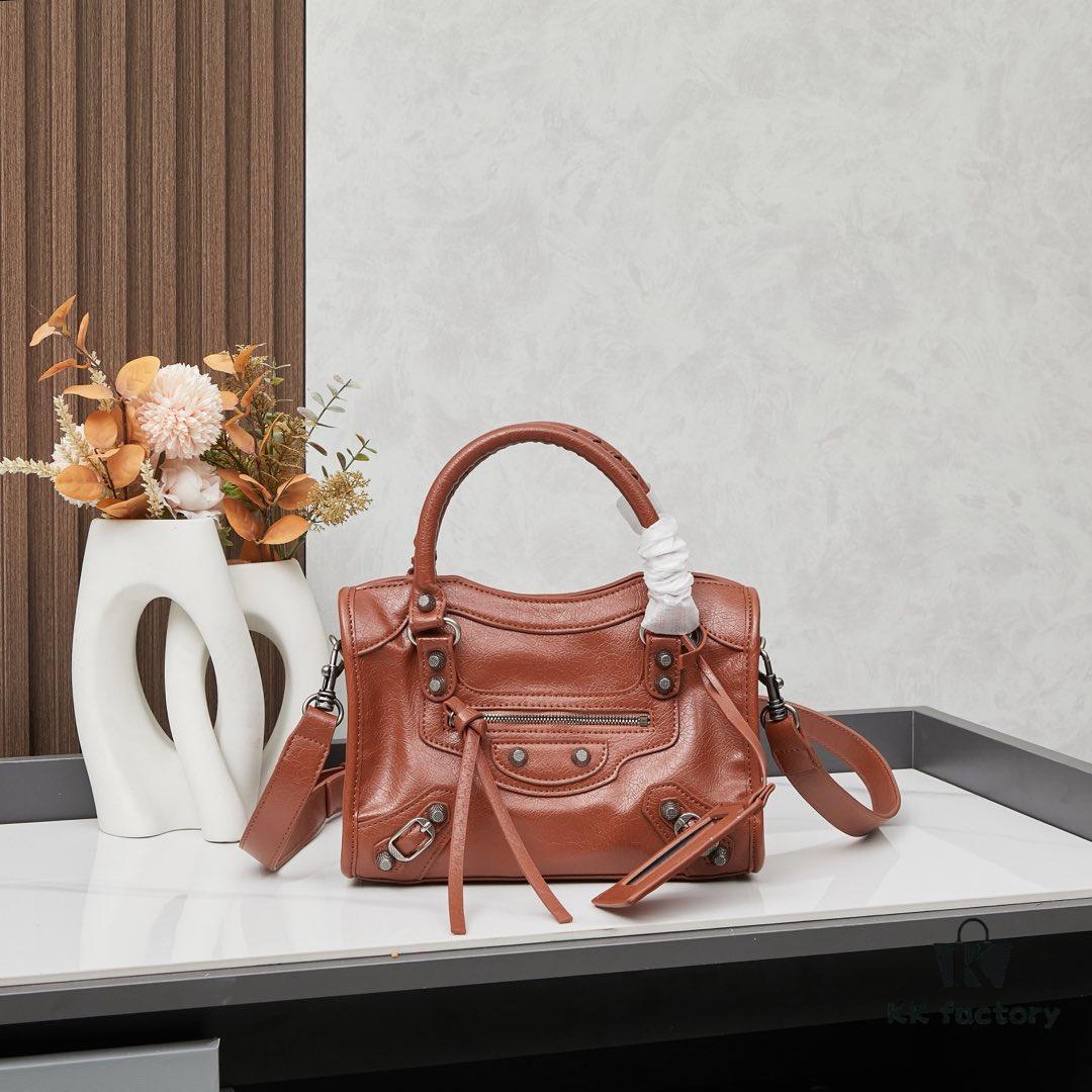 Small Silver Buckle Balenciaga Motorcycle Bag with Box