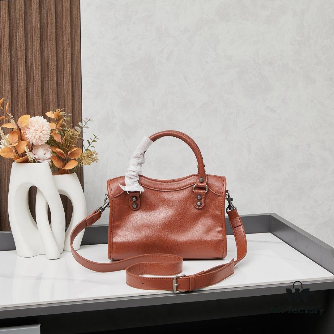 Small Silver Buckle Balenciaga Motorcycle Bag with Box