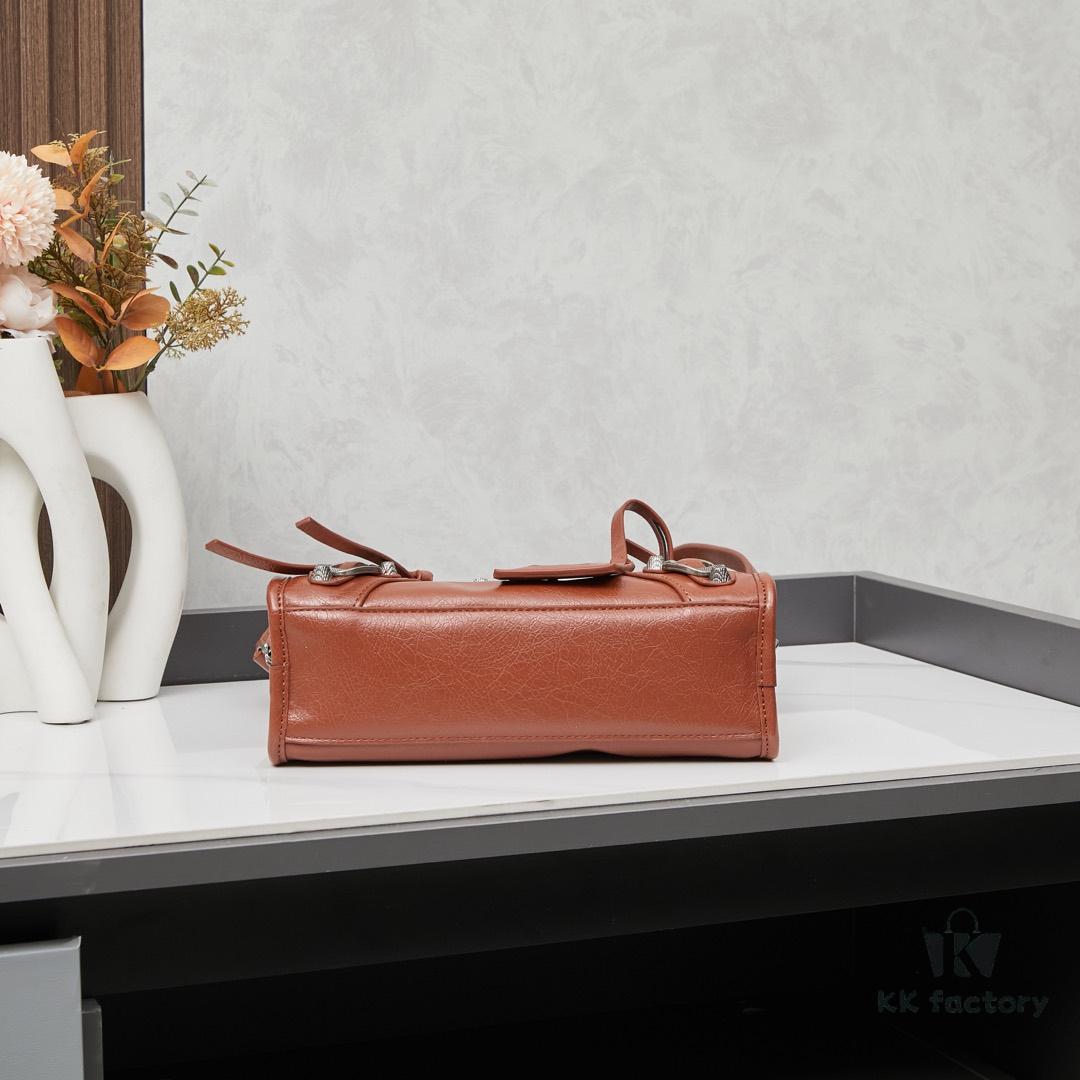 Small Silver Buckle Balenciaga Motorcycle Bag with Box