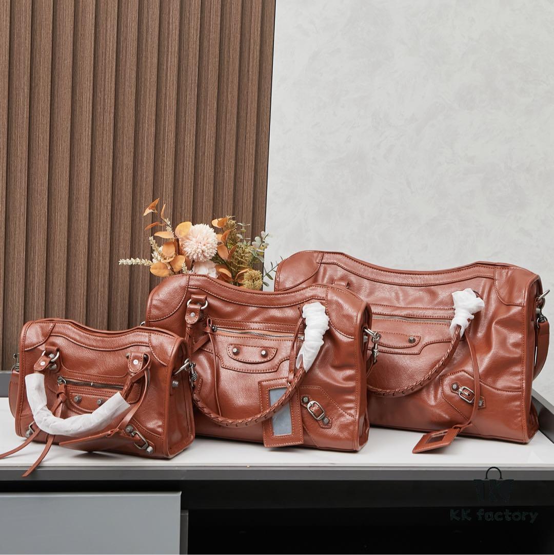 Small Silver Buckle Balenciaga Motorcycle Bag with Box