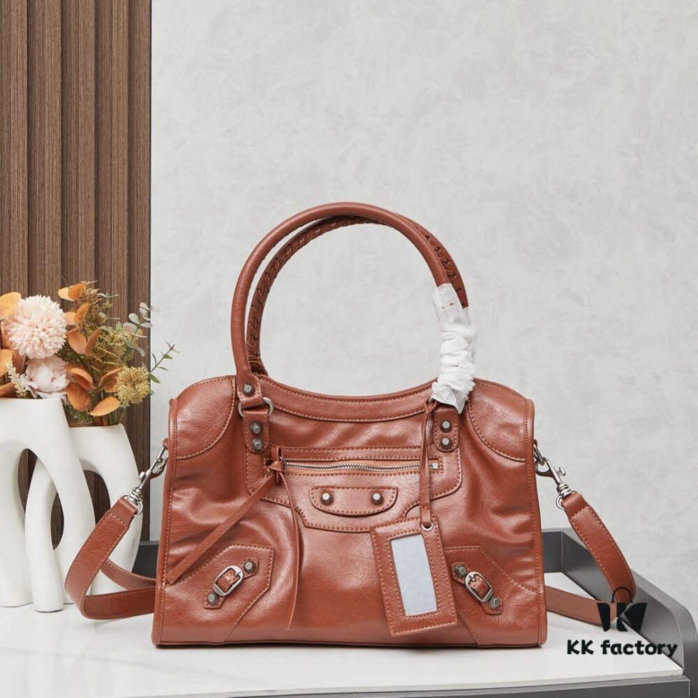 Balenciaga Motorcycle Bag in Medium Size with Silver Buckle, Gaint City Collection, Comes with Box