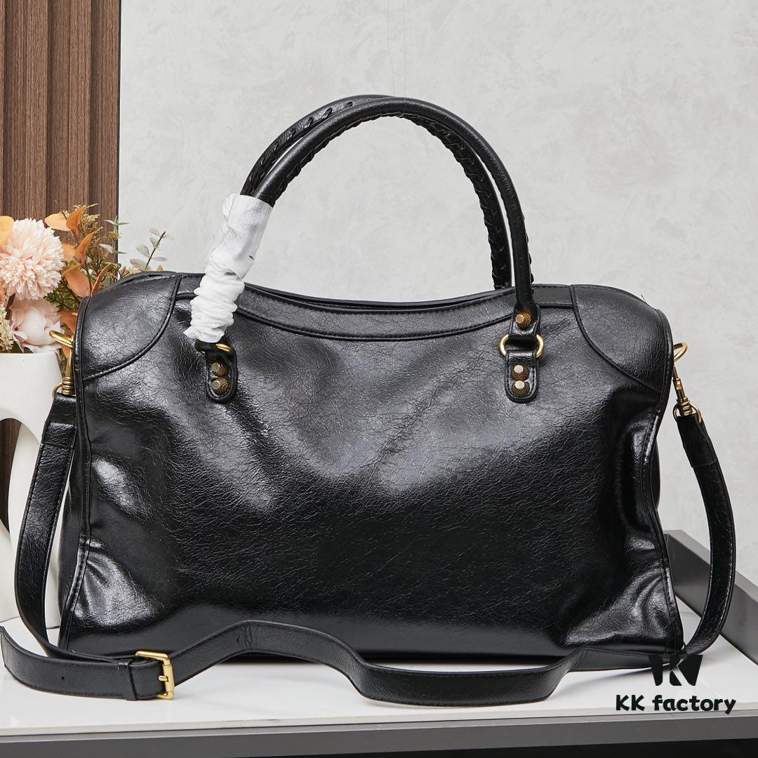 Large Gilded Button Balenciaga Motorcycle Bag with Box