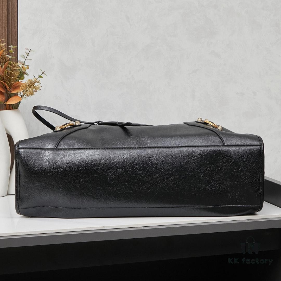 Large Gilded Button Balenciaga Motorcycle Bag with Box