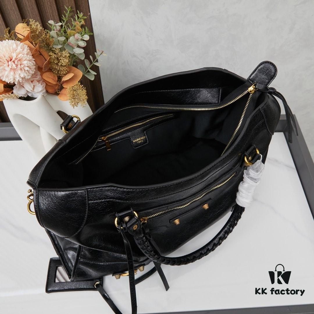 Large Gilded Button Balenciaga Motorcycle Bag with Box