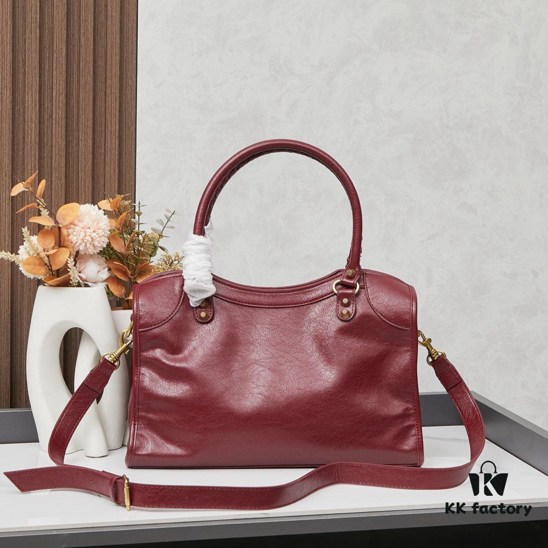 Balenciaga Motorcycle Bag in Medium Size with Gold Buckle and Box