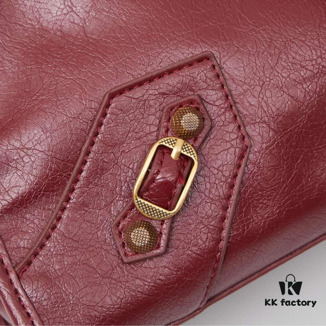 Balenciaga Motorcycle Bag in Medium Size with Gold Buckle and Box