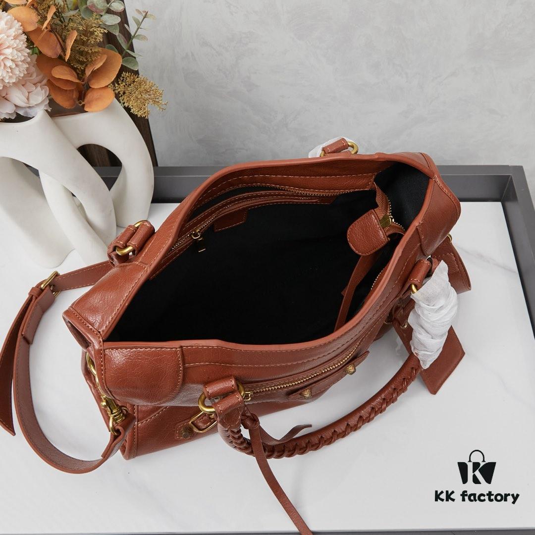 Balenciaga Motorcycle Bag in Medium Size with Gold Buckle, Includes Box