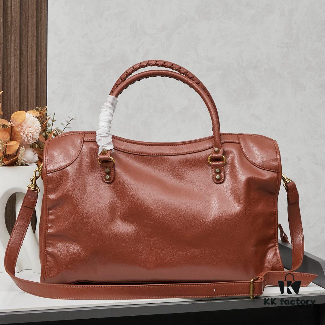 Large Golden Buckle Balenciaga Motorcycle Bag with Box