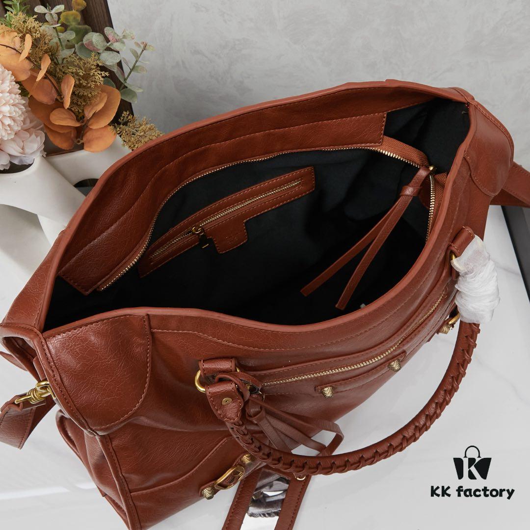 Large Golden Buckle Balenciaga Motorcycle Bag with Box