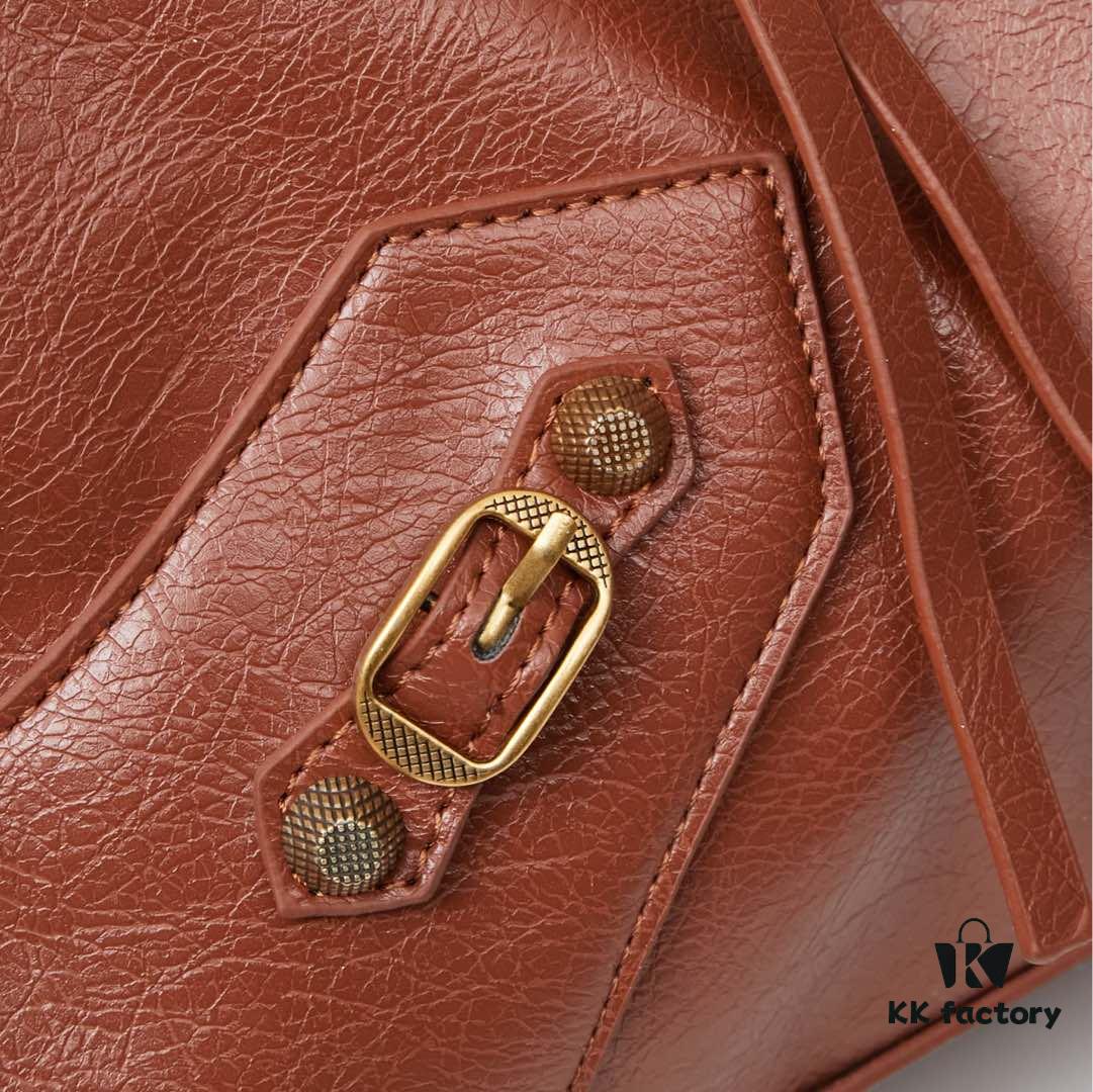 Large Golden Buckle Balenciaga Motorcycle Bag with Box