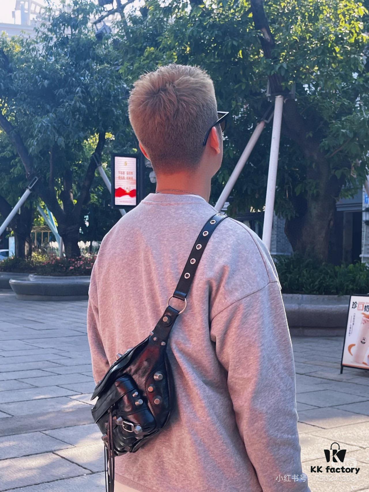 Balenciaga LE CAGOLE MEDIUM BUM BAG IN BLACK TEXTURED LAMB LEATHER