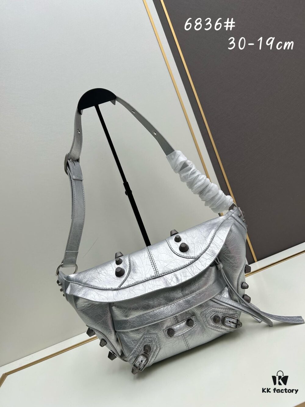 Balenciaga LE CAGOLE MEDIUM BLACK GOAT LEATHER WAIST BAG WITH BOX