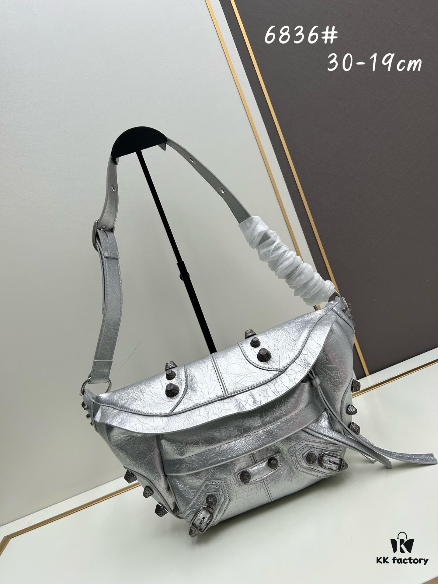 Balenciaga LE CAGOLE MEDIUM BLACK GOAT LEATHER WAIST BAG WITH BOX