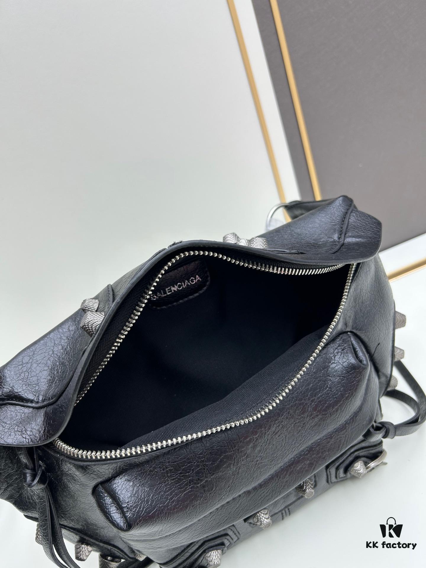 Balenciaga LE CAGOLE ||| LE CAGOLE MEN Medium Waist Bag in Black Fine-Grain Lambskin