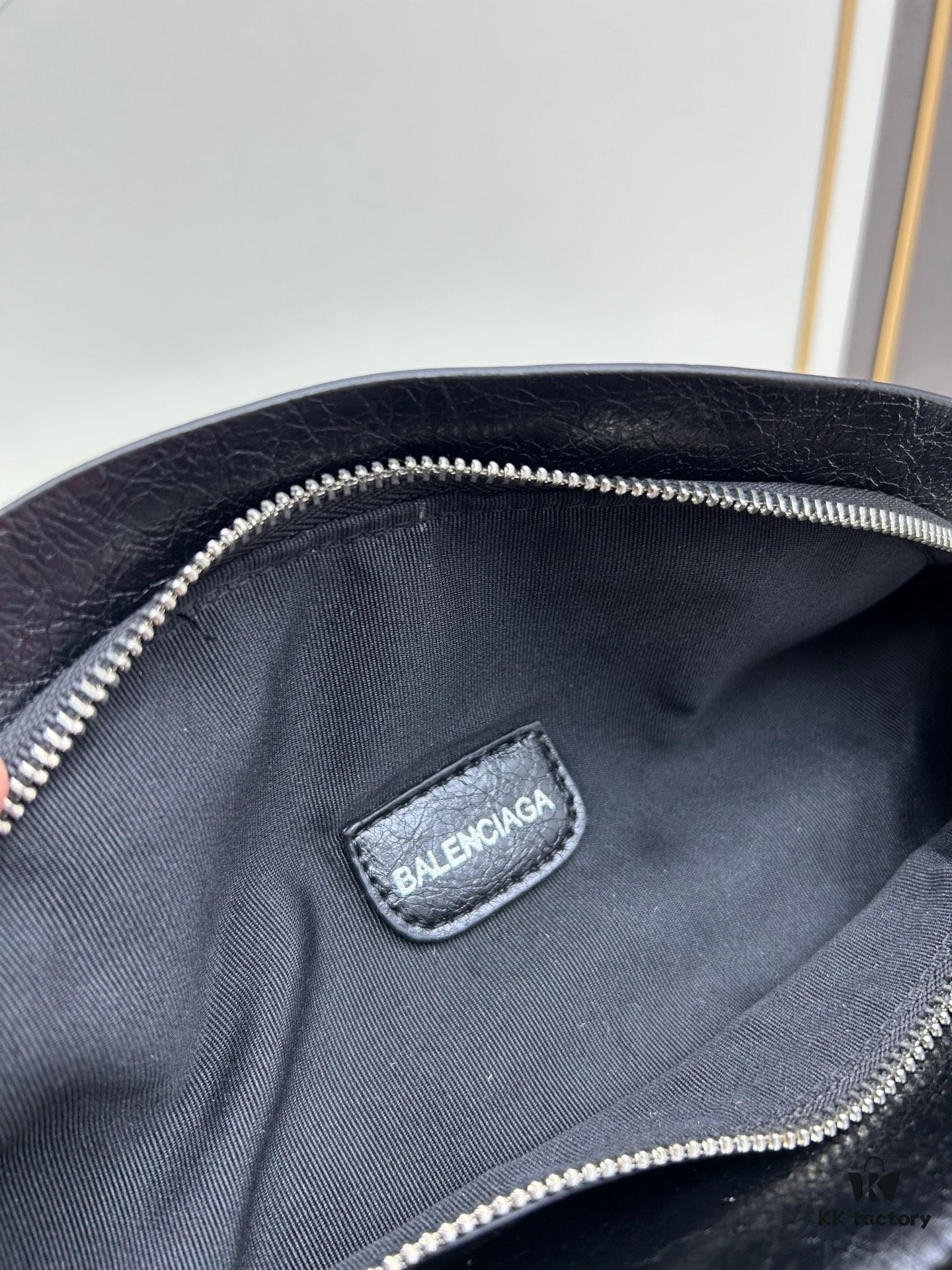 Balenciaga LE CAGOLE ||| LE CAGOLE MEN Medium Waist Bag in Black Fine-Grain Lambskin