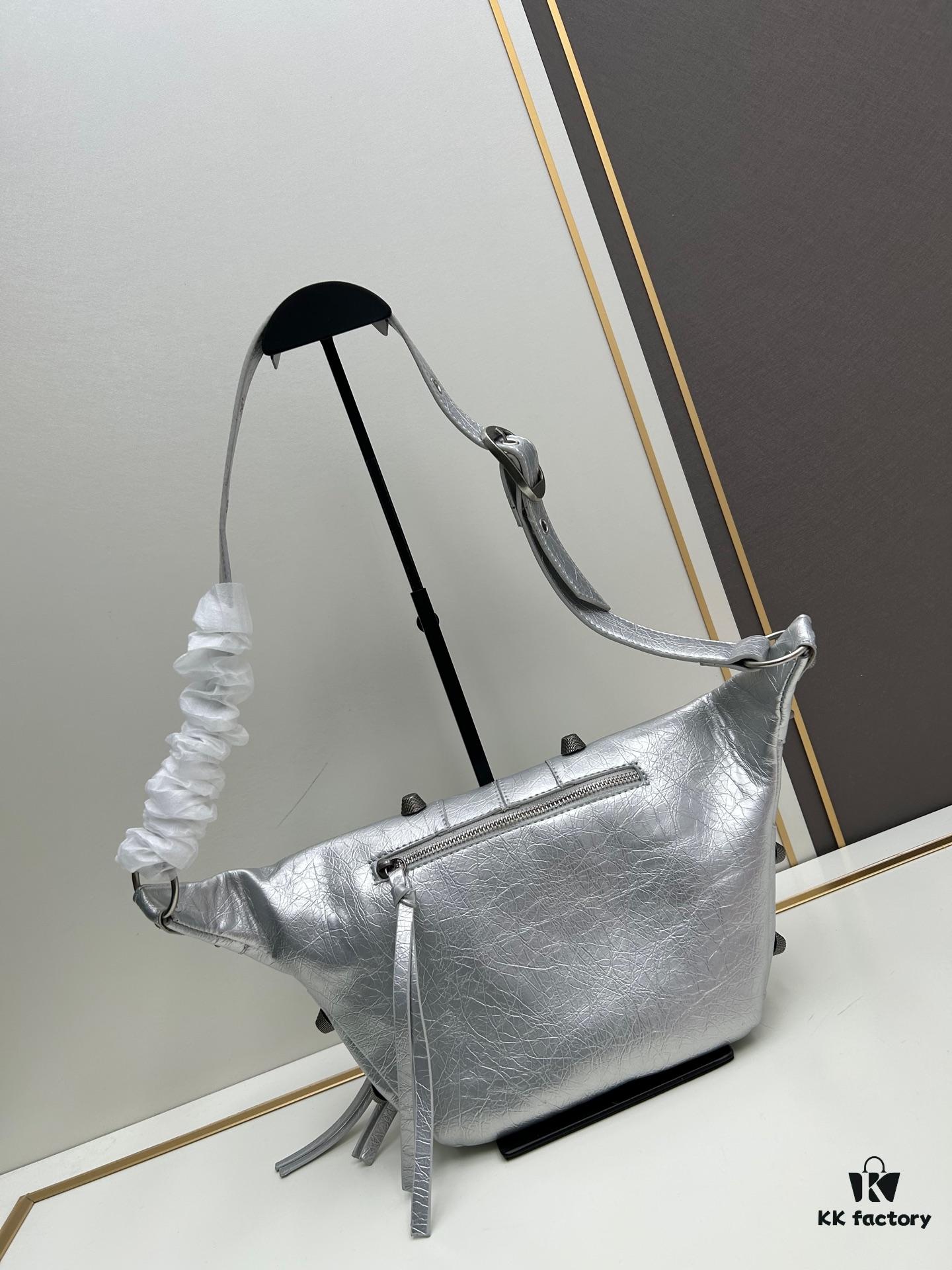 Balenciaga LE CAGOLE MEDIUM BLACK GOAT LEATHER WAIST BAG WITH BOX