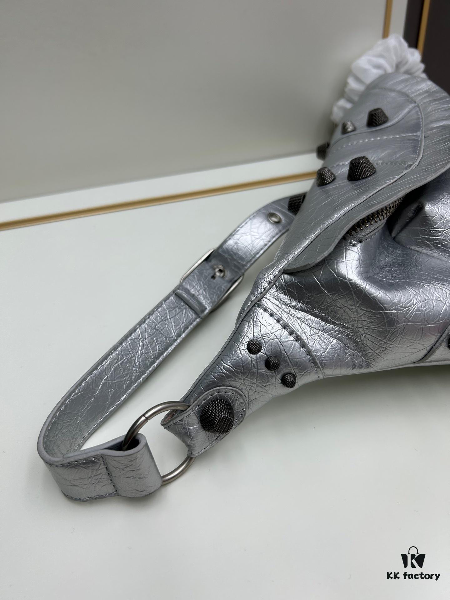 Balenciaga LE CAGOLE MEDIUM BLACK GOAT LEATHER WAIST BAG WITH BOX