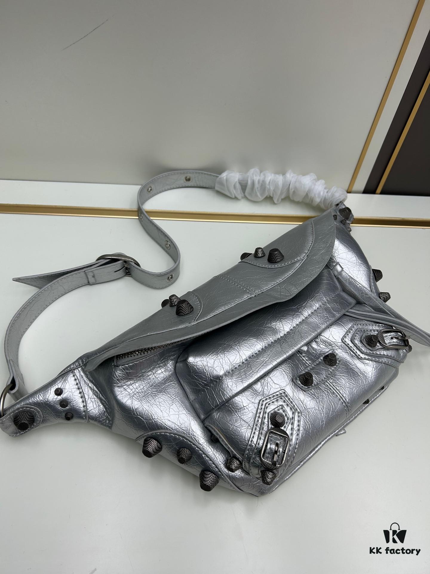 Balenciaga LE CAGOLE MEDIUM BLACK GOAT LEATHER WAIST BAG WITH BOX