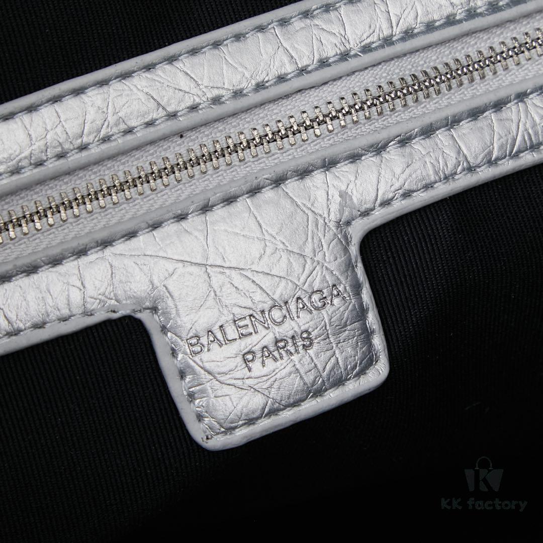 Large Silver Buckle Balenciaga Motorcycle Bag with Box - Gaint City Series