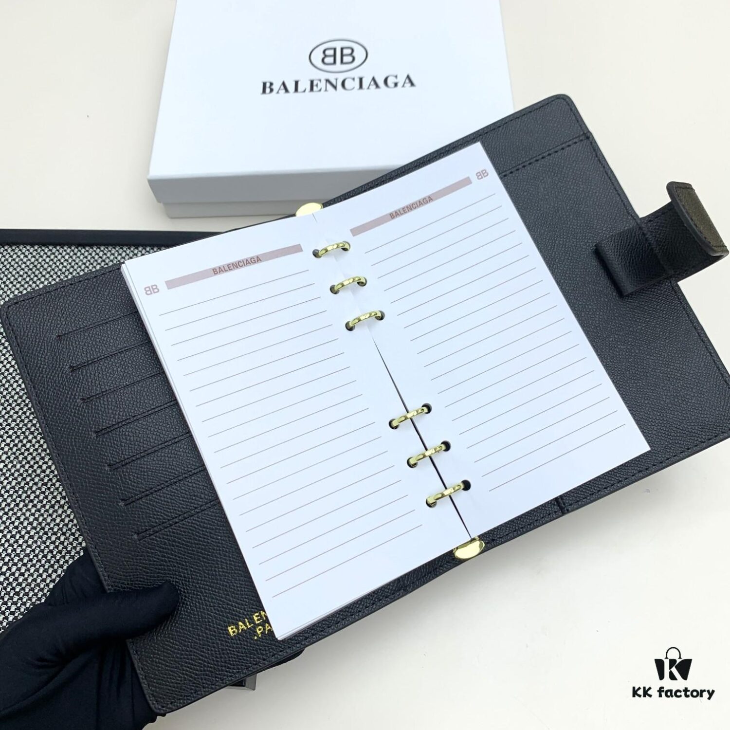 BALENCIAGA Notepad Notebook - Retail Exclusive, Smooth Premium Material, Impeccable Craftsmanship, Interior Card Slots and Dividers, Size 15x19x4cm