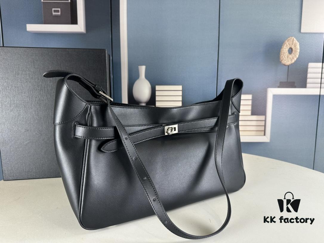 New BALENCIAGA Winter 24 Collection Re-See Shoulder Bucket Bag, Full-Grain Leather, Minimalist Luxury Design, Upcycled Motorbike Glove Clutch with Keychain Closure, Effortlessly Chic Look