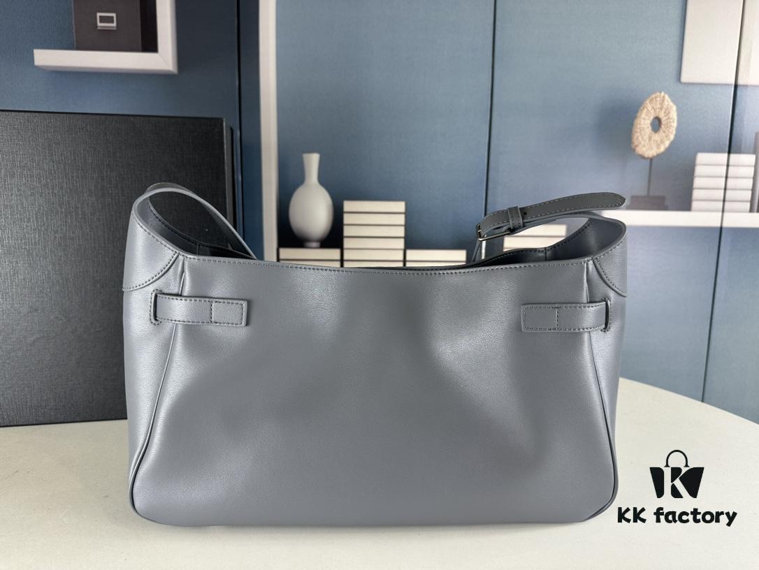 New Balenciaga Winter 24 Collection Re-See Shoulder Bucket Bag, Full-Grain Leather, Minimalist Luxury Design, Upcycled Motorbike Glove Clutch with Keychain Closure, Effortlessly Chic Look