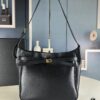 New BALENCIAGA Winter 24 Collection Re-See Shoulder Bucket Bag, Full-Grain Leather, Minimalist Luxury Design, Upcycled Motorbike Glove Handbag with Keychain Closure, Elegant and Sophisticated Lazy Lady Style