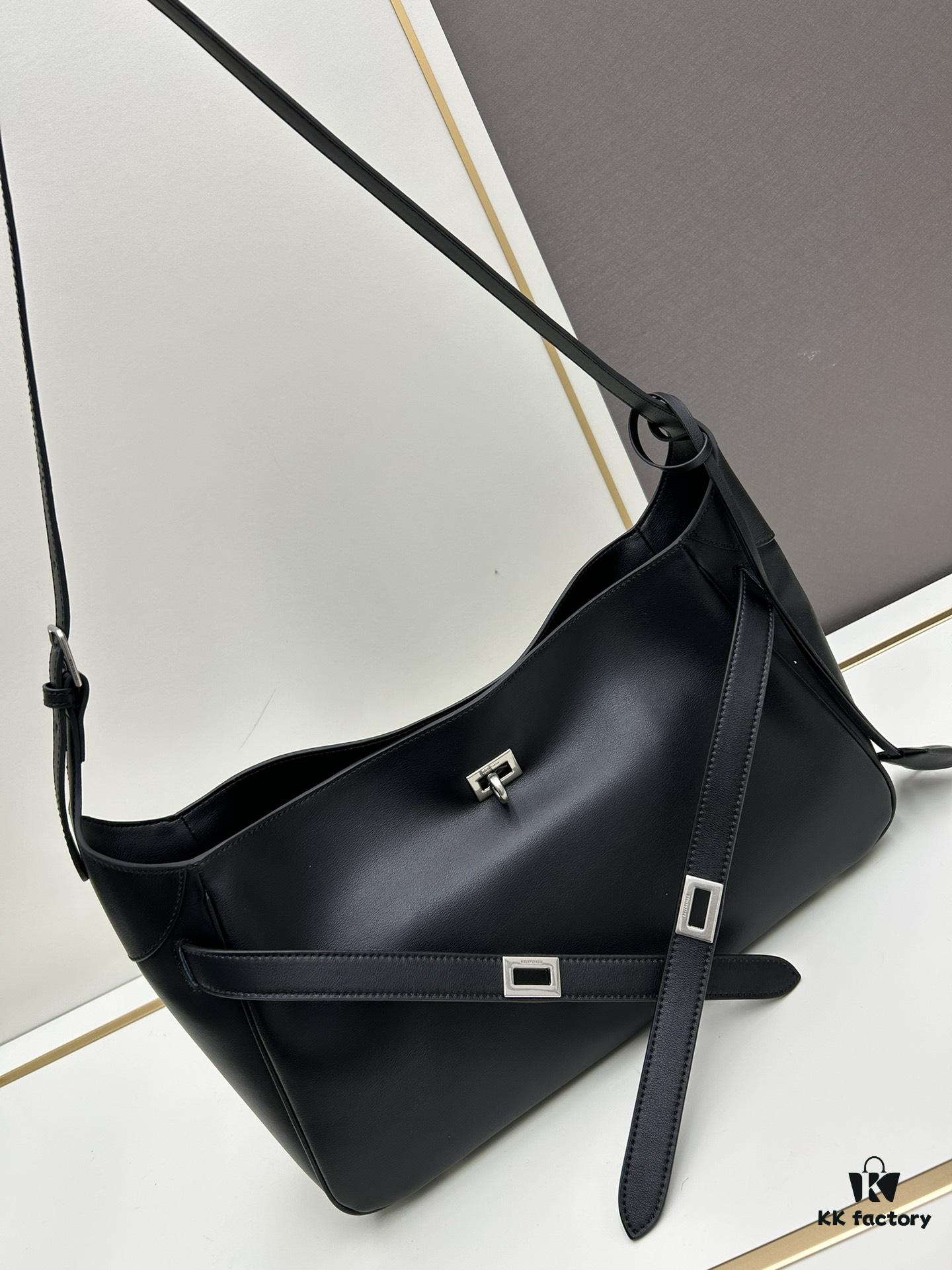 New BALENCIAGA Winter 24 Collection Re-See Shoulder Bucket Bag, Top-Grain Cowhide Leather, Minimalist Luxury Design