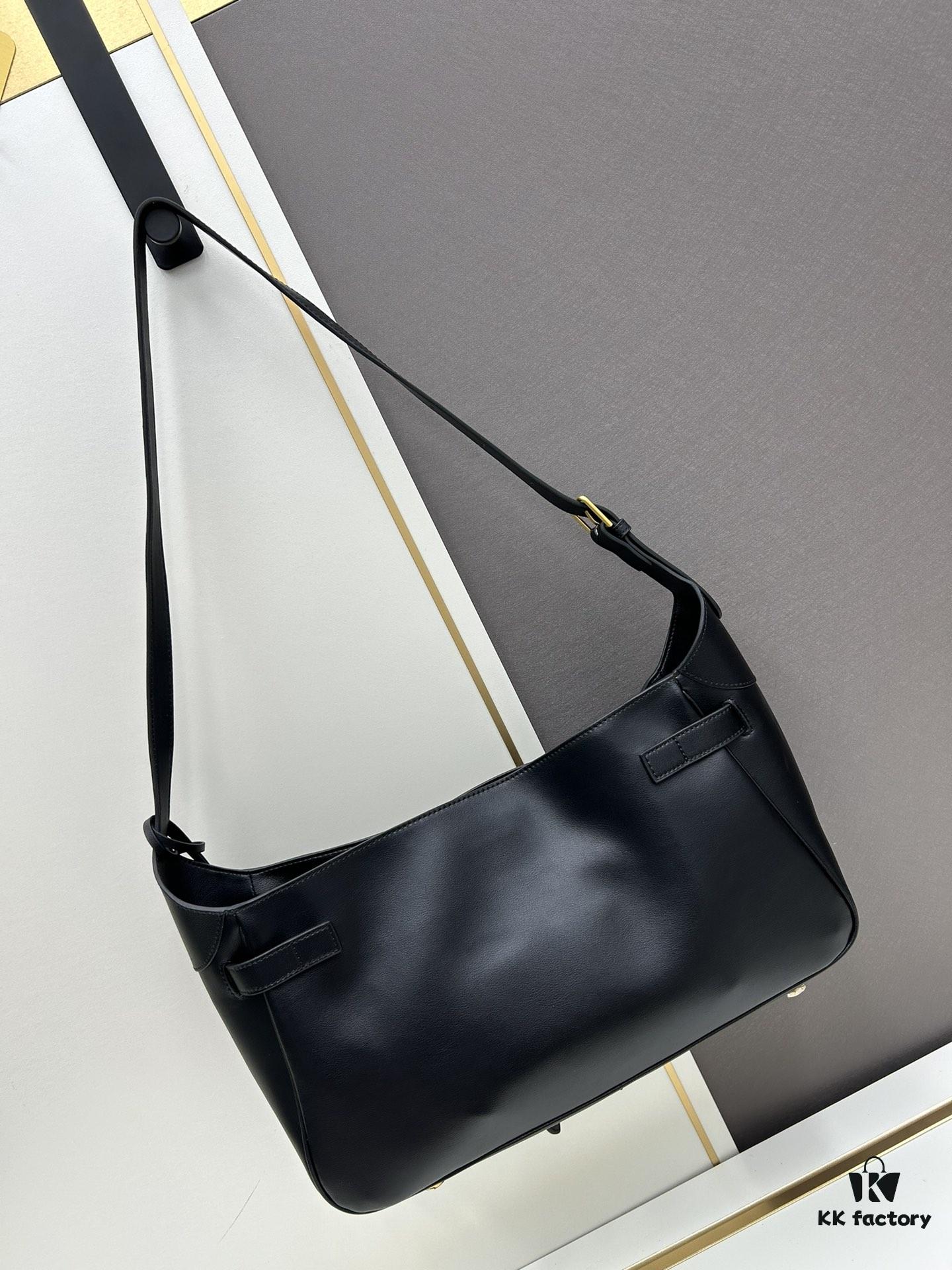 New BALENCIAGA Winter 24 Collection Re-See Shoulder Bucket Bag, Full-Grain Leather, Minimalist Luxury Design, Upcycled Motorbike Glove Handbag with Keyring Closure, Elegant and Edgy Style