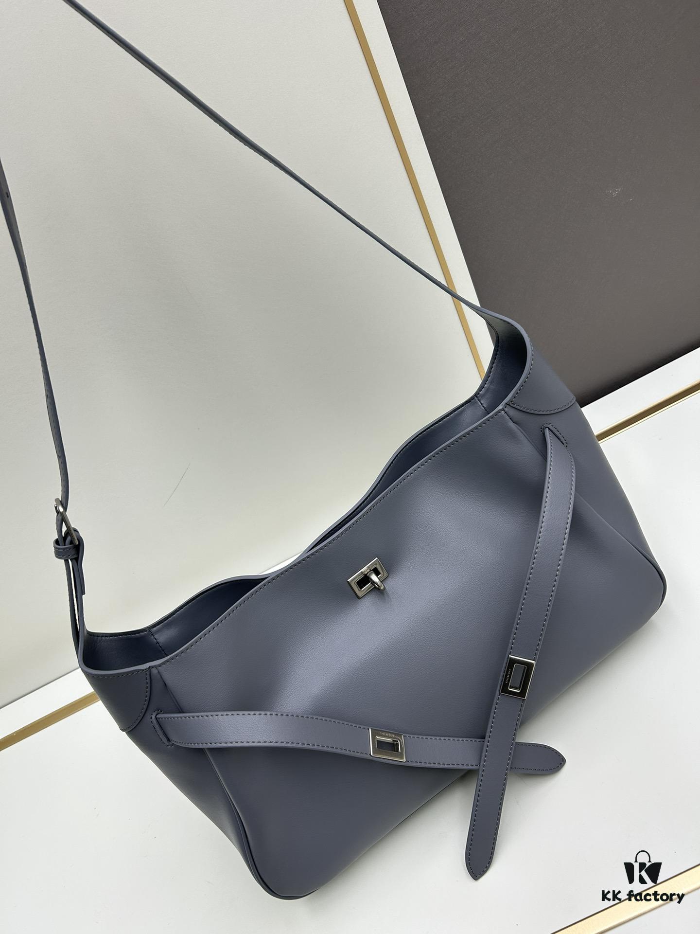 New BALENCIAGA Winter 24 Collection Re-See Shoulder Bucket Bag, Full-Grain Leather, Minimalist Luxury Design, Upcycled Motorcycle Glove Handbag with Keychain Closure, Elegant and Sophisticated Look