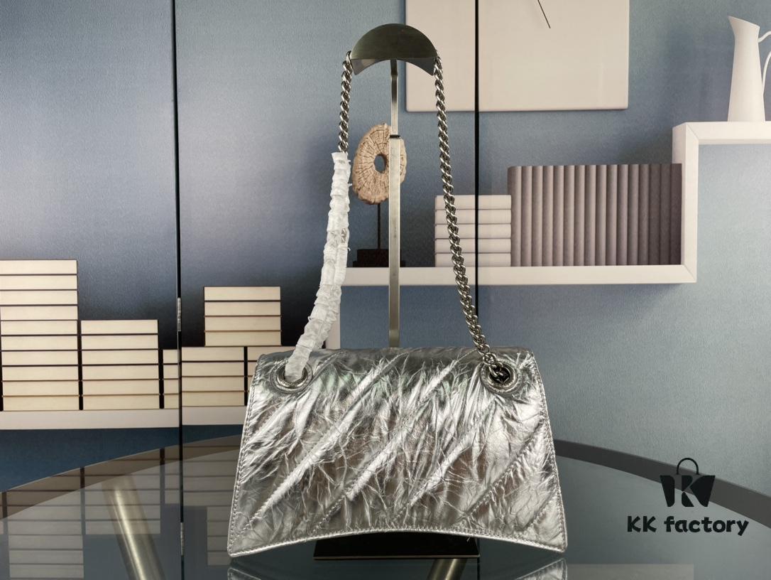 Balenciaga New Arrival Small Chain Hourglass Bag, Smooth Calfskin Leather, Waxed Leather